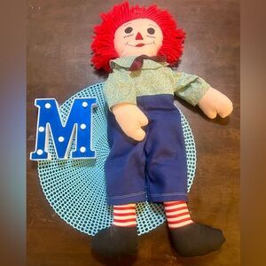 Homemade 24” 2-sided Raggedy Ann/Andy Doll; rip in pants
